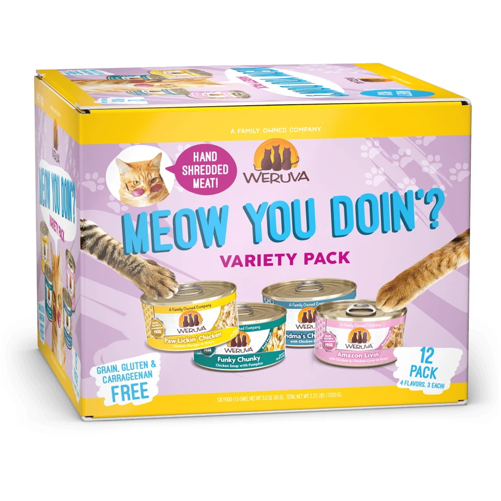 Weruva Classic Cat Food, Meow Ya Doin'! Variety Pack Canned Cat Food, 3-oz Can, Case Of 12