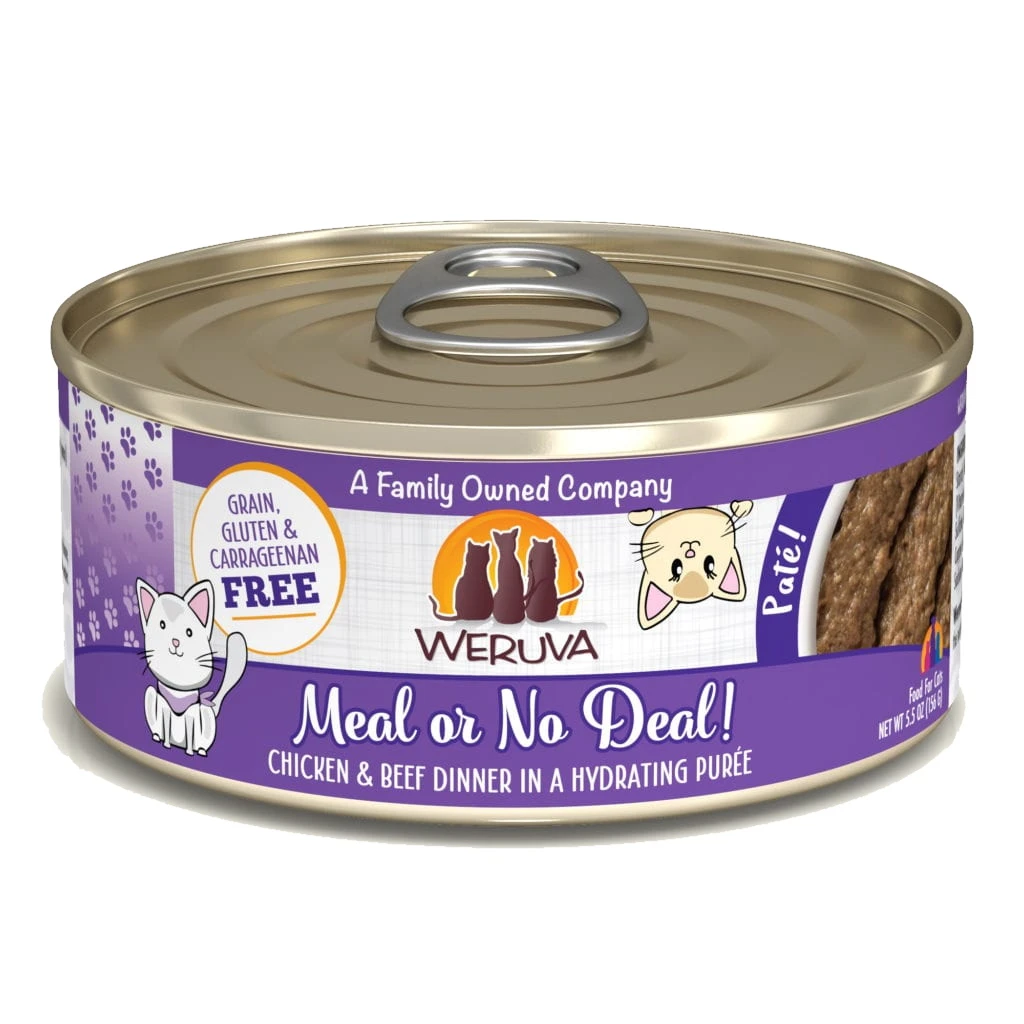 Weruva Classic Cat Meal Or No Deal Chicken & Beef Pate Canned Cat Food, 5.5-oz Can, Case Of 8
