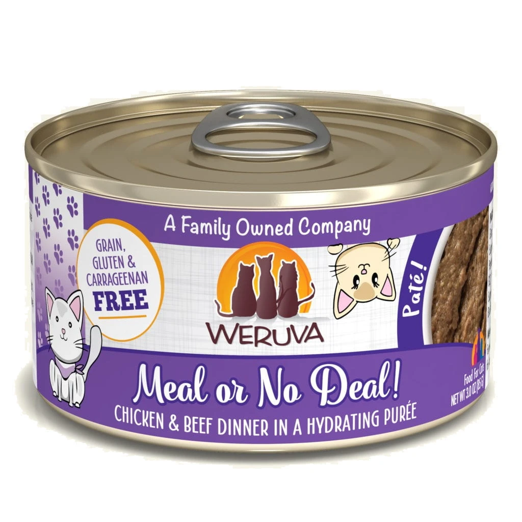 Weruva Classic Cat Meal Or No Deal Chicken & Beef Pate Canned Cat Food, 3-oz Can, Case Of 12