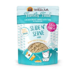 Weruva Slide N' Serve Family Food Chicken Breast Dinner With Tuna Pate Grain-Free Cat Food Pouches, 5.5-oz Pouch, Case Of 12