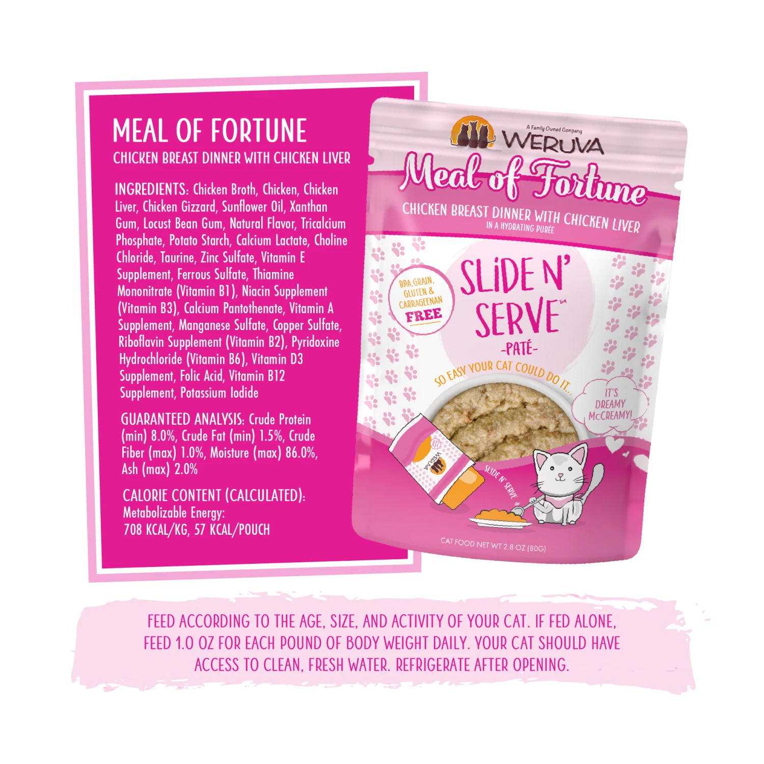 Weruva Slide N' Serve Meal Of Fortune Chicken Breast Pate Grain-Free Cat Food Pouches, 5.5-oz Pouch Case - Image 6