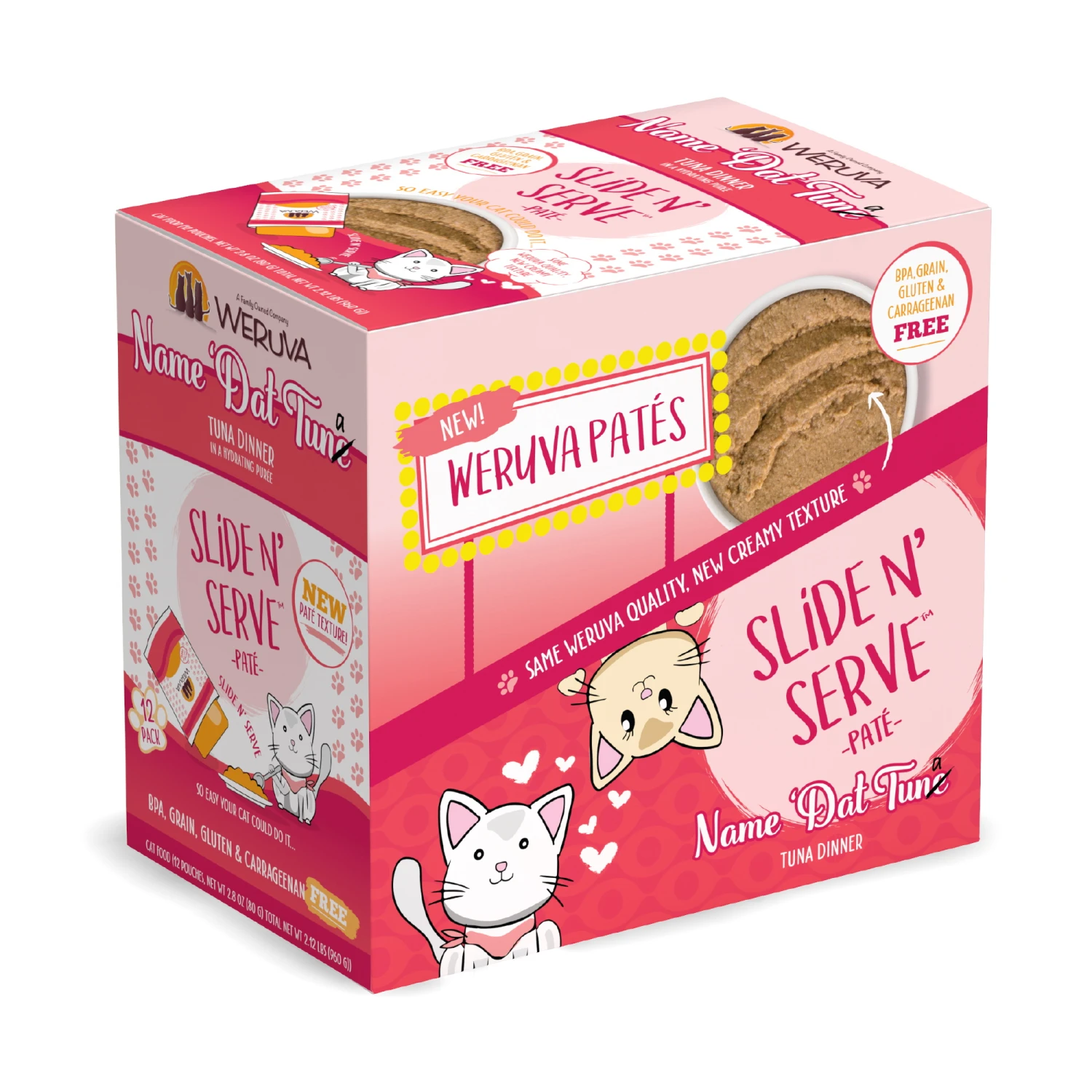 Weruva Slide N' Serve Name 'Dat Tuna Pate Grain-Free Cat Food Pouches, 2.8-oz Pouch Case Of 12 - Image 2